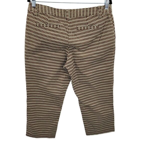 Tommy Bahama Capri Pants 12 Brown Mod Geometric Print Stretch Cotton Resort - Picture 3 of 13